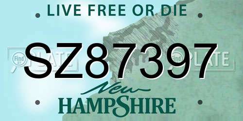 SZ87397 New Hampshire License Plate