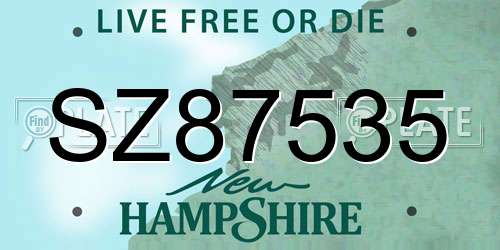 SZ87535 New Hampshire License Plate