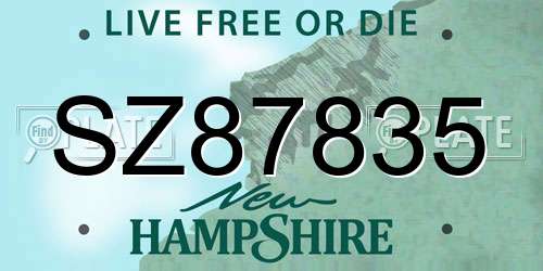 SZ87835 New Hampshire License Plate