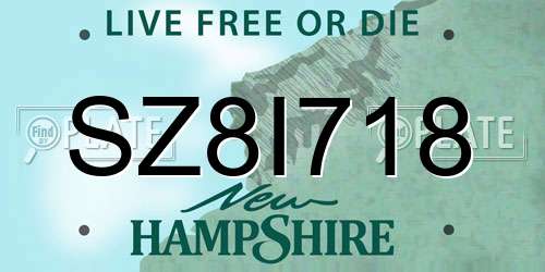 SZ8I718 New Hampshire License Plate