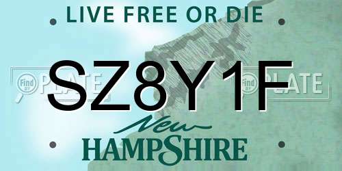 SZ8Y1F New Hampshire License Plate