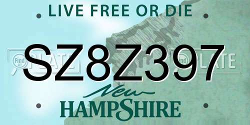 SZ8Z397 New Hampshire License Plate
