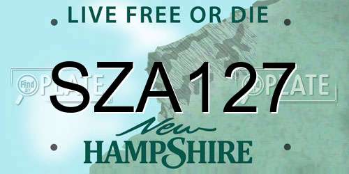 SZA127 New Hampshire License Plate
