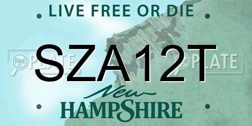 SZA12T New Hampshire License Plate