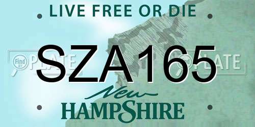 SZA165 New Hampshire License Plate