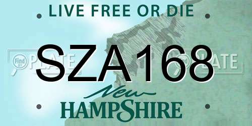 SZA168 New Hampshire License Plate