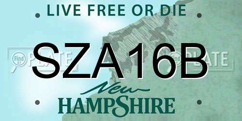 SZA16B New Hampshire License Plate