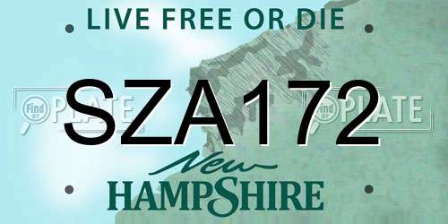 SZA172 New Hampshire License Plate