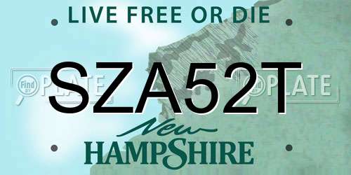 SZA52T New Hampshire License Plate