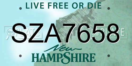 SZA7658 New Hampshire License Plate
