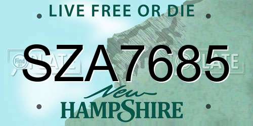 SZA7685 New Hampshire License Plate