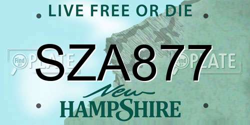 SZA877 New Hampshire License Plate