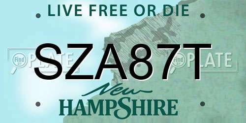 SZA87T New Hampshire License Plate
