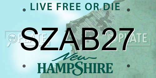 SZAB27 New Hampshire License Plate