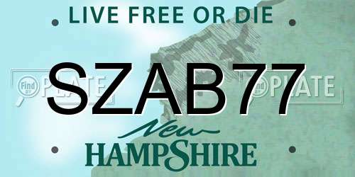 SZAB77 New Hampshire License Plate