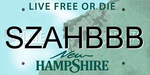 SZAHBBB New Hampshire License Plate