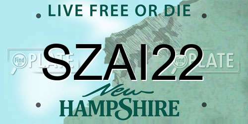 SZAI22 New Hampshire License Plate