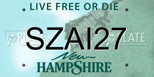 SZAI27 New Hampshire License Plate
