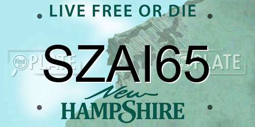 SZAI65 New Hampshire License Plate
