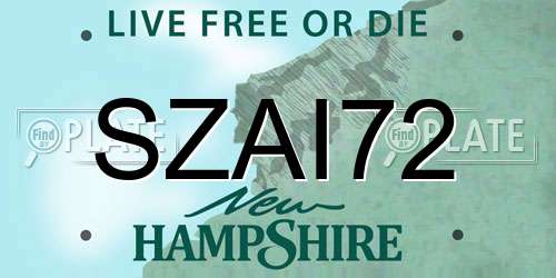 SZAI72 New Hampshire License Plate
