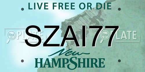 SZAI77 New Hampshire License Plate