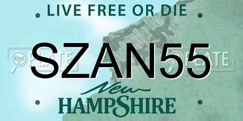 SZAN55 New Hampshire License Plate