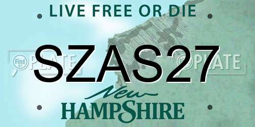 SZAS27 New Hampshire License Plate