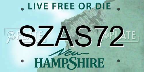 SZAS72 New Hampshire License Plate