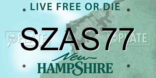 SZAS77 New Hampshire License Plate