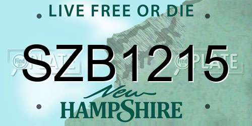 SZB1215 New Hampshire License Plate