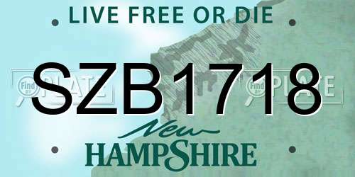 SZB1718 New Hampshire License Plate