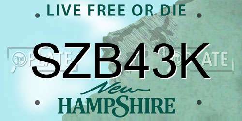 SZB43K New Hampshire License Plate