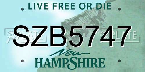 SZB5747 New Hampshire License Plate