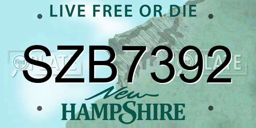 SZB7392 New Hampshire License Plate