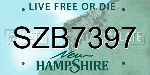 SZB7397 New Hampshire License Plate