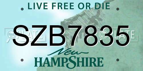 SZB7835 New Hampshire License Plate