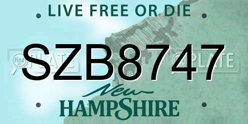 SZB8747 New Hampshire License Plate