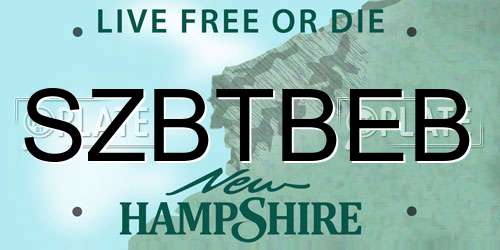 SZBTBEB New Hampshire License Plate