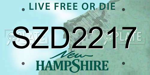 SZD2217 New Hampshire License Plate