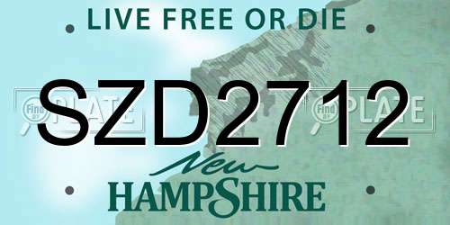 SZD2712 New Hampshire License Plate