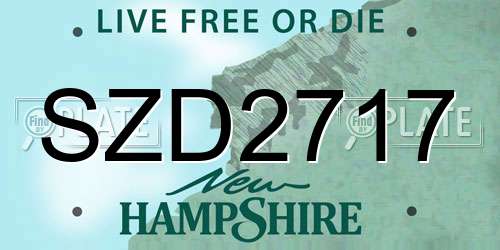 SZD2717 New Hampshire License Plate