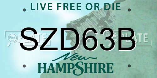 SZD63B New Hampshire License Plate