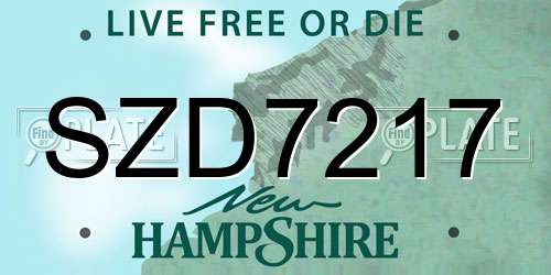 SZD7217 New Hampshire License Plate