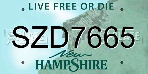 SZD7665 New Hampshire License Plate