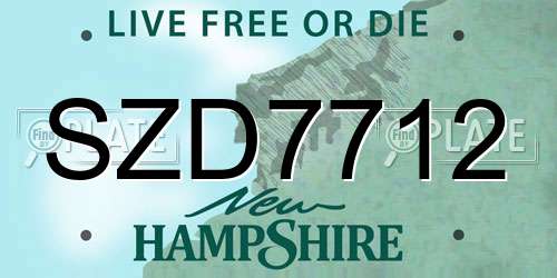 SZD7712 New Hampshire License Plate