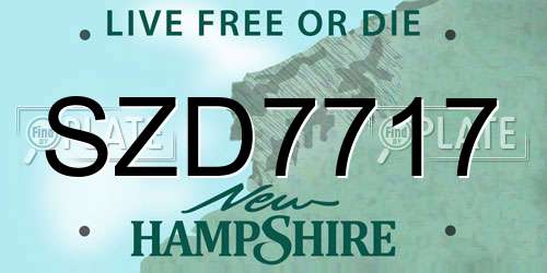 SZD7717 New Hampshire License Plate