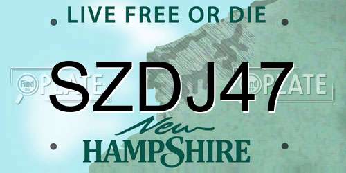 SZDJ47 New Hampshire License Plate