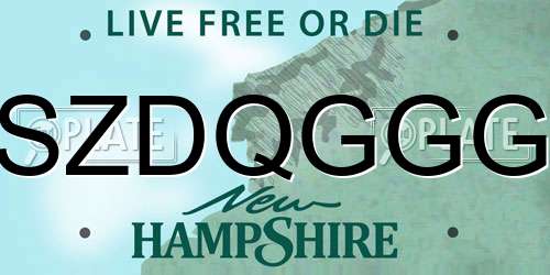 SZDQGGG New Hampshire License Plate