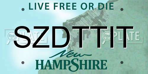 SZDTTIT New Hampshire License Plate