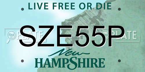 SZE55P New Hampshire License Plate